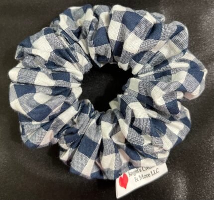 Navy Blue & White Checker Board Scrunchie {Cotton}