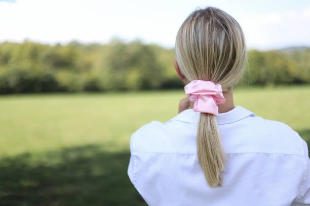 Satin scrunchies for hair that is tied in a ponytail. Satin rubber bands.